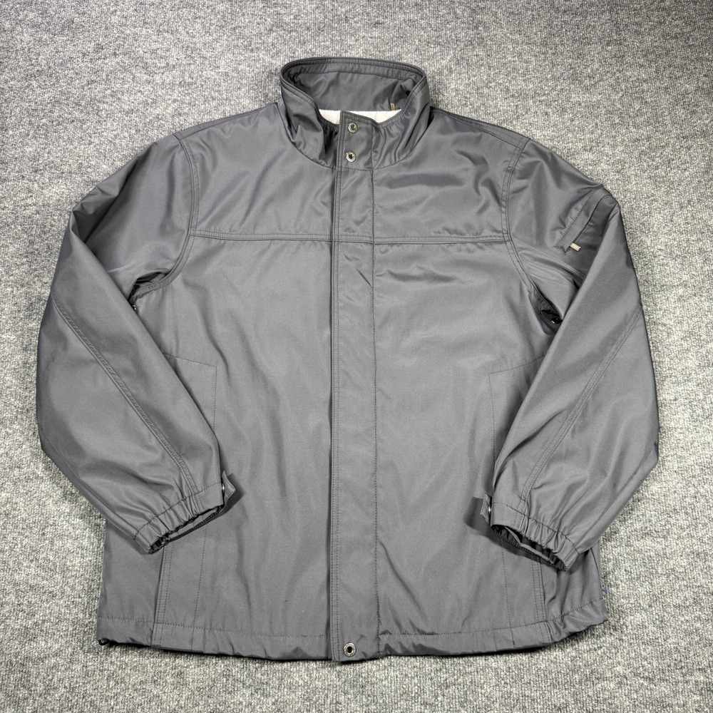 Calvin Klein Jacket Mens L Gray Water Wind Proof Shell Mock Neck Full Zip‎